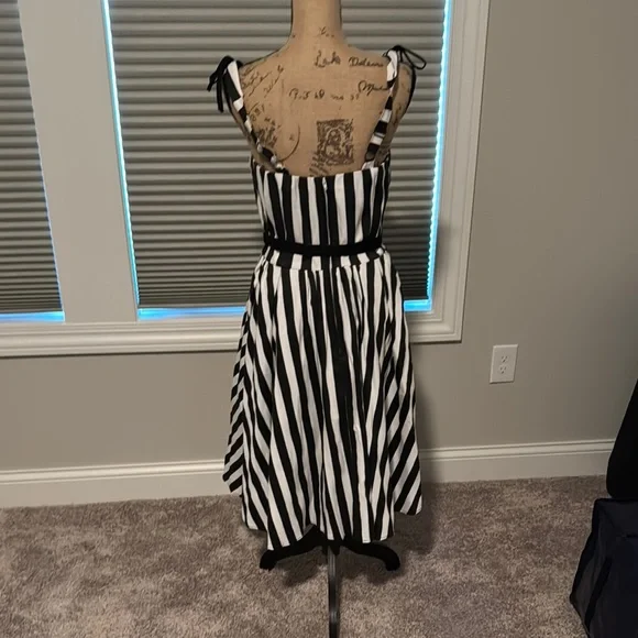 Vixen by Micheline Pitt Black and White Sleeveless A-Line Midi Dress - Picture 3 of 4